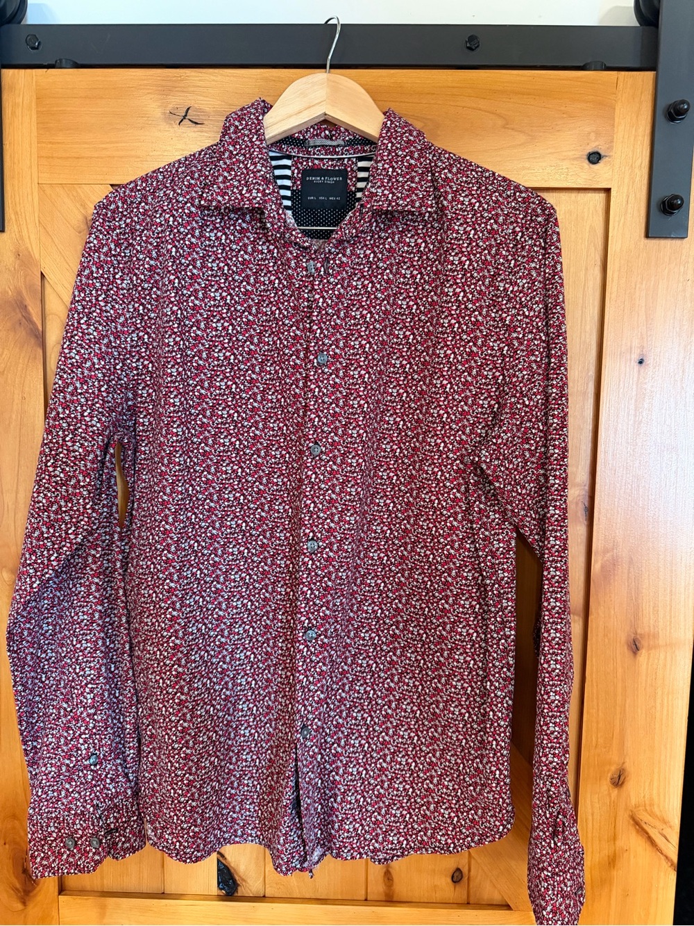Denim & Flower Men's Burgundy Floral Button-Up Shirt
